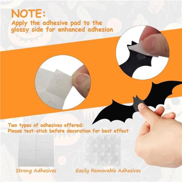 Halloween Decoration, 60PCS Bat Stickers - Picture 4 of 7